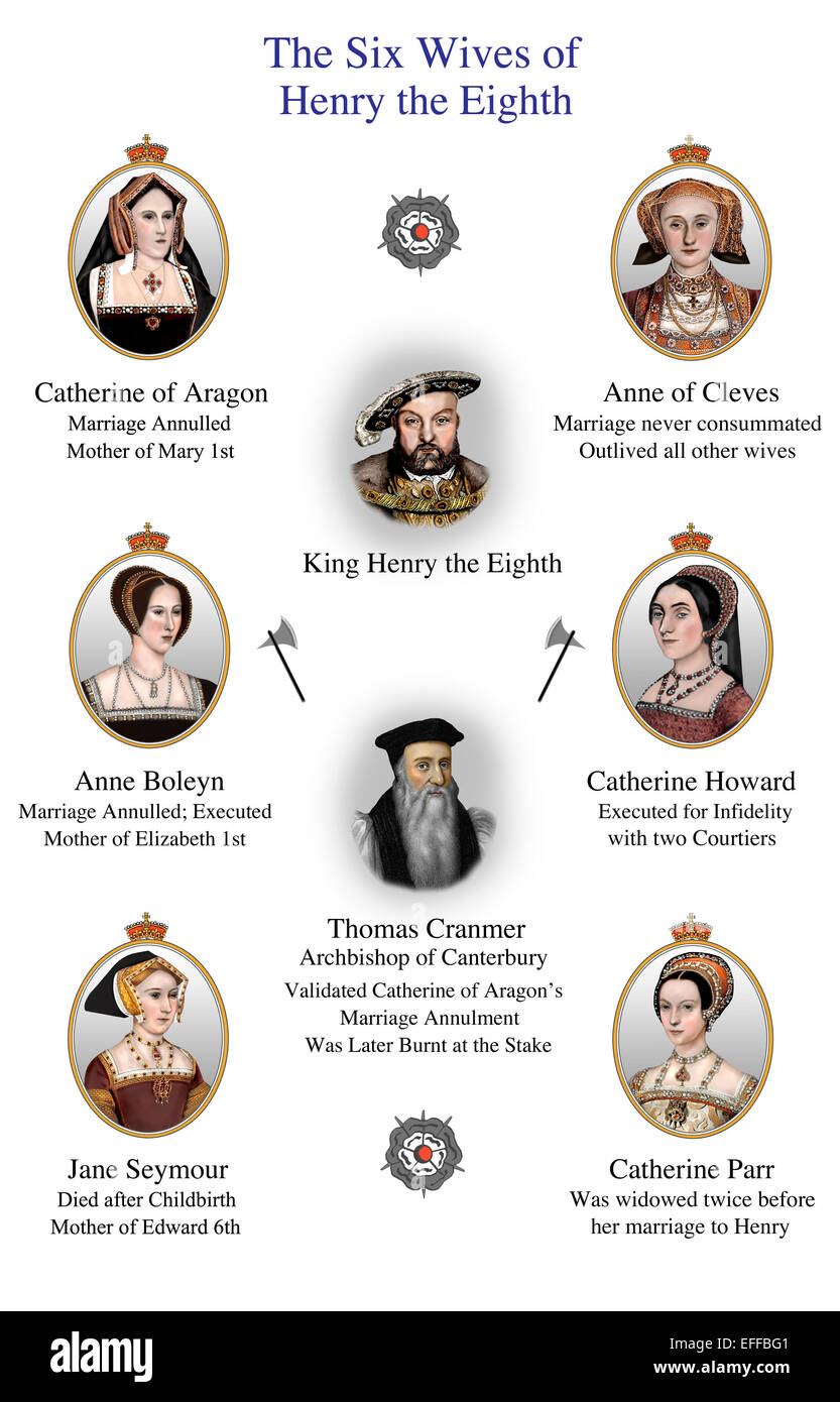 Six Wives of Henry the Eighth Henry VIII Modern Illustration Stock Photo