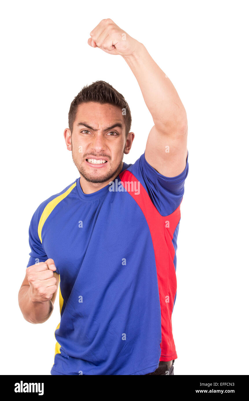 happy soccer football fan watching game Stock Photo Alamy