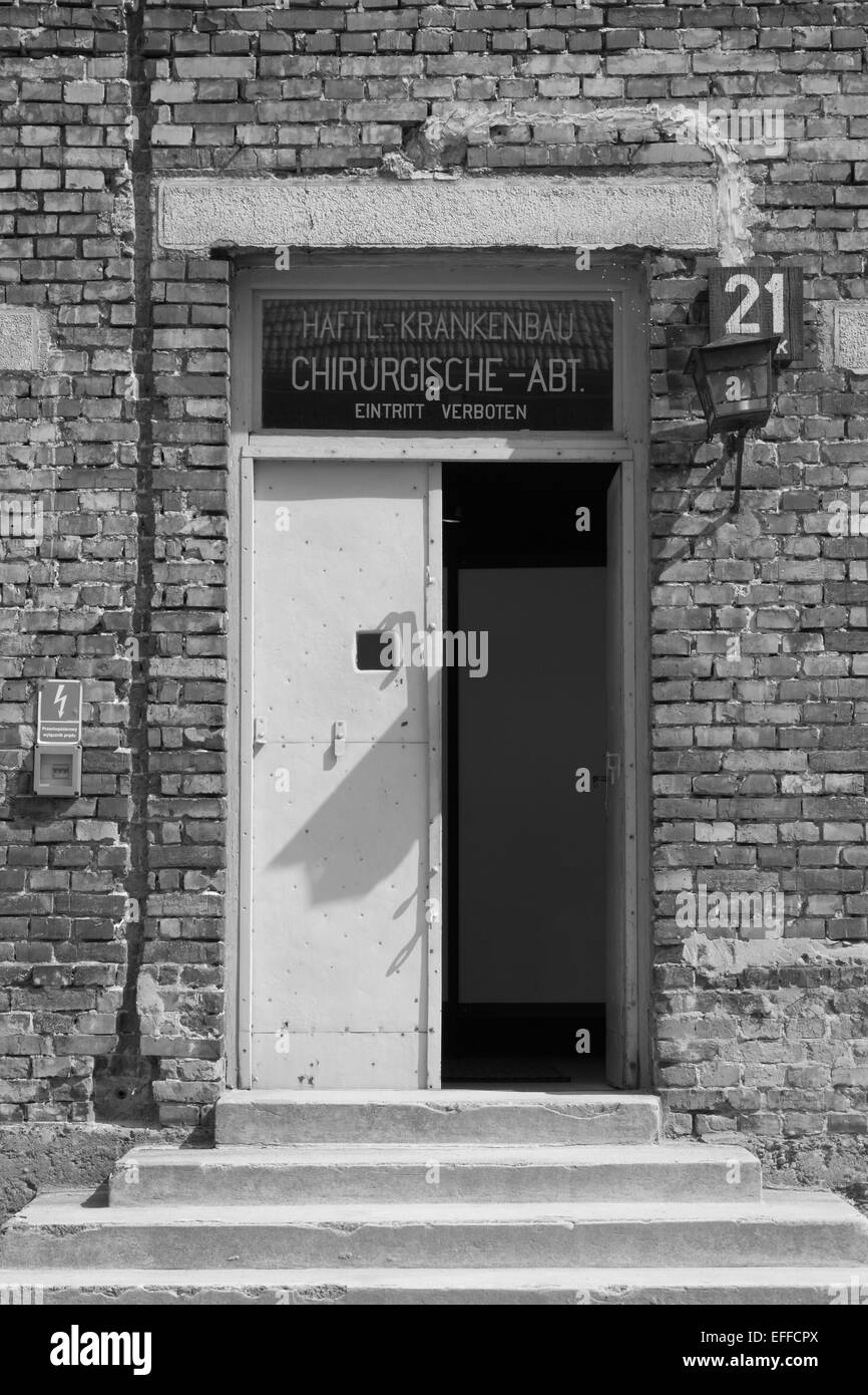 Hospital barrack at Auschwitz concentration camp, Poland Stock Photo