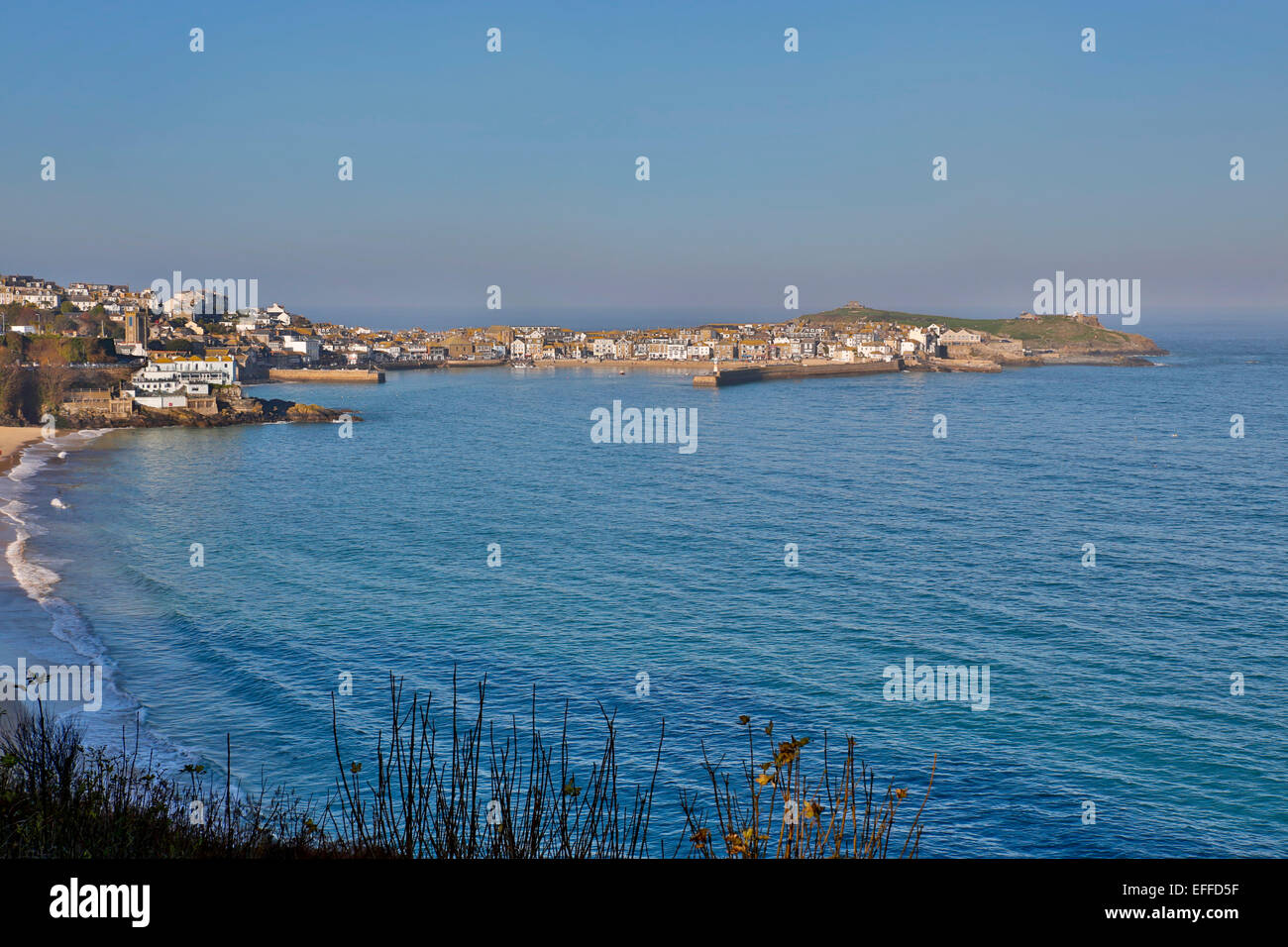 St Ives  Town From path to Carbis Bay Cornwall; UK Stock Photo