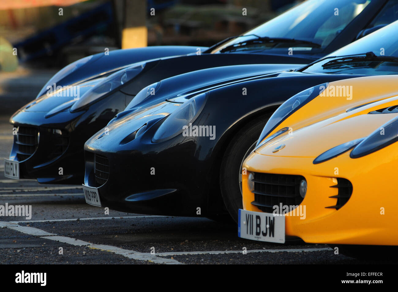 Three sports cars in a row at West Bay Dorset UK Stock Photo