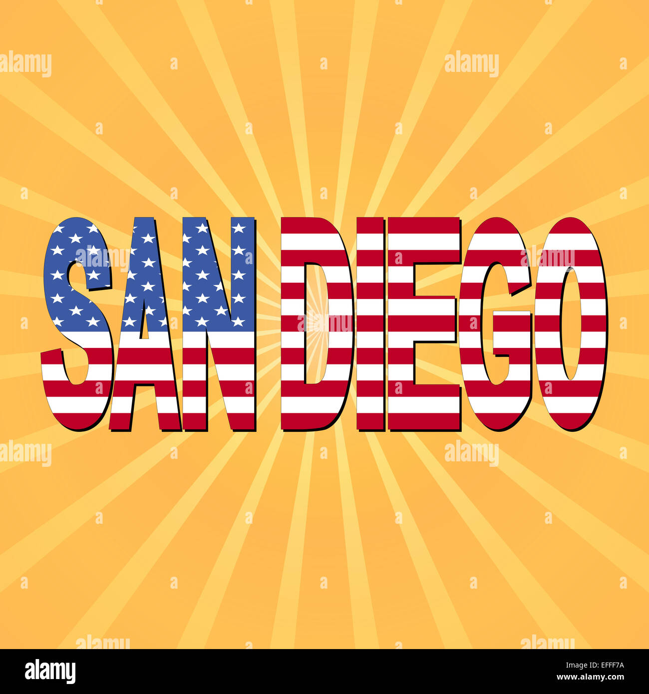 San Diego flag text with sunburst illustration Stock Photo - Alamy