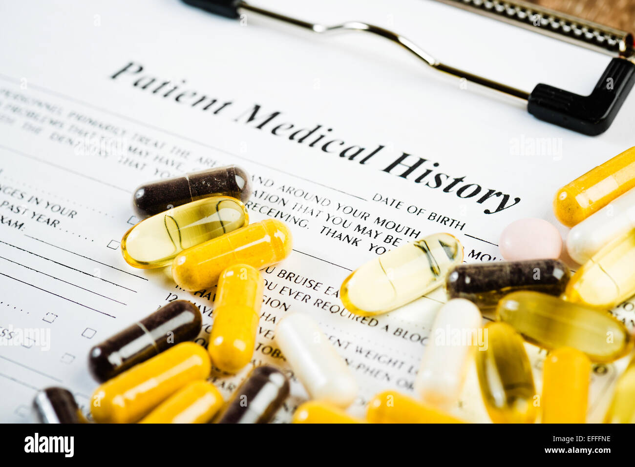 Old Medical File Examples Medical history document with medicine Stock Photo - Alamy