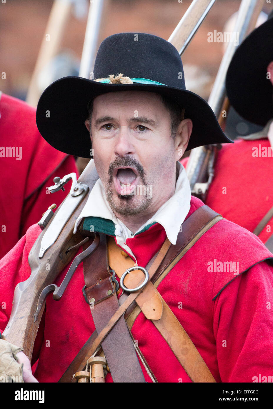 People dressed up as Roundheads and Cavaliers re-enacting the Battle of ...