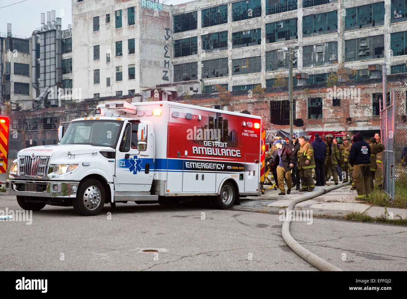 DFD firefighter down, Detroit, Michigan, USA, October 22, 2014 Stock
