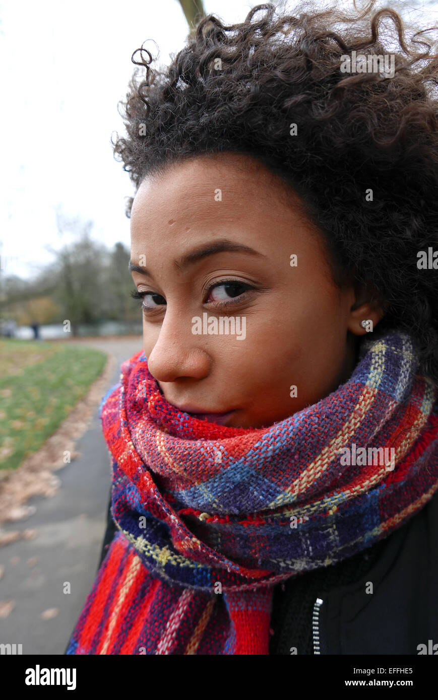 united kingdom london regents park portrait of a young and fashionable mixed race girl Stock Photo