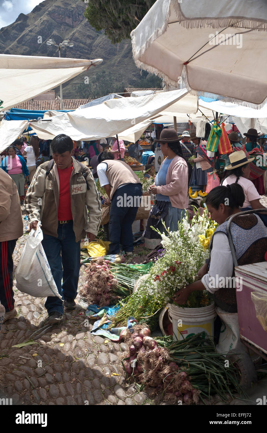 Country market at Pisac, Peru. Stock Photo