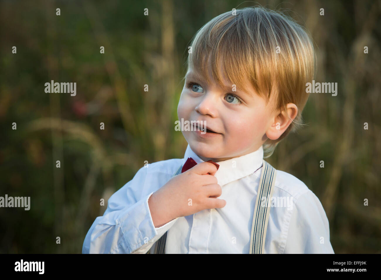 Blond boy wearing tie and shirt Stock Photo Alamy