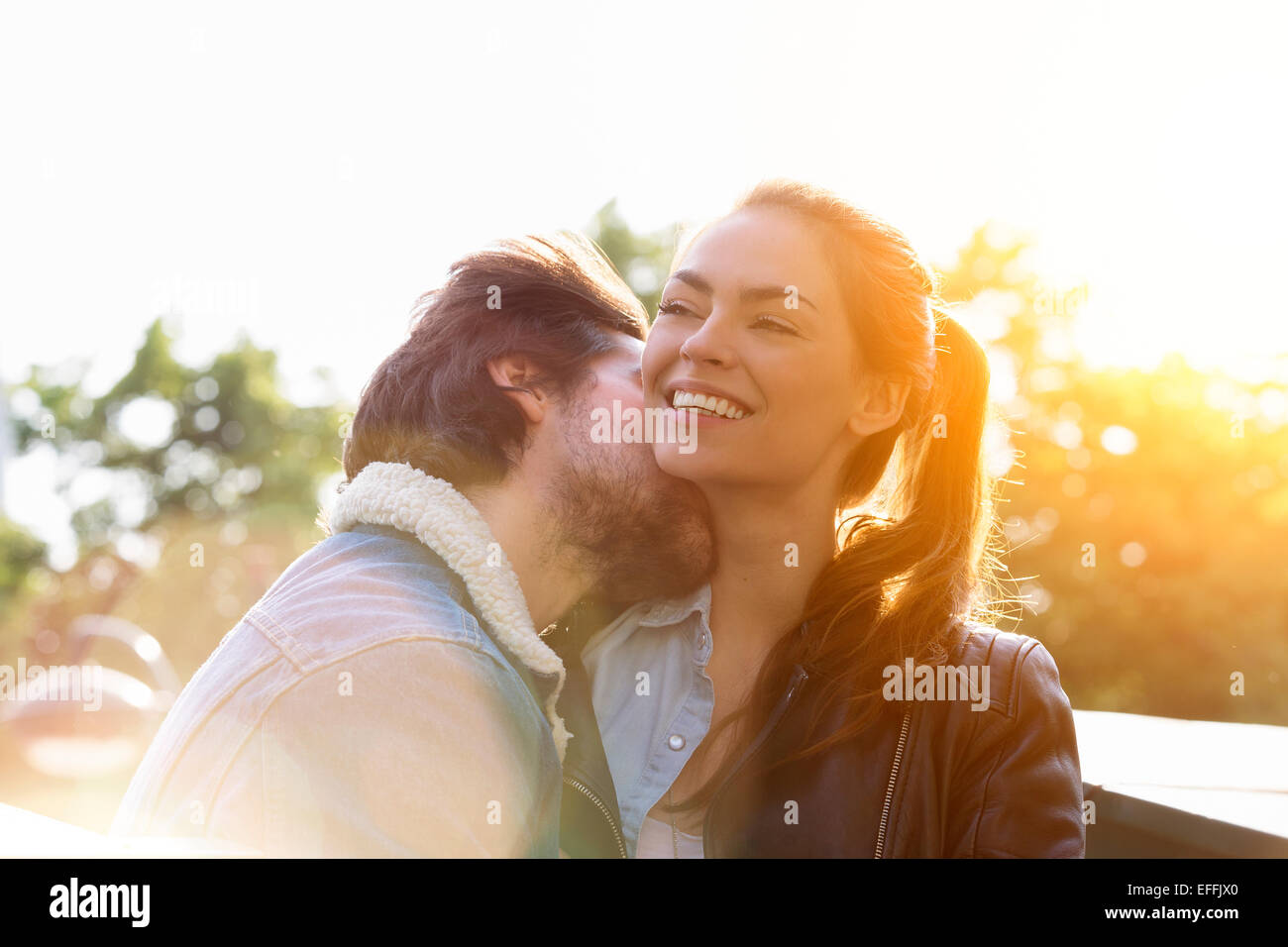 Young couple in love in Paris Stock Photo