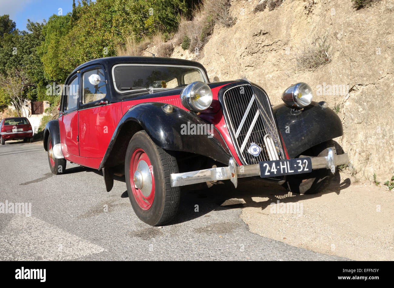 Citroën Traction Avant extended length Familiale 1956, 9 seats, 11B normale, normal. Spain. Stock Photo