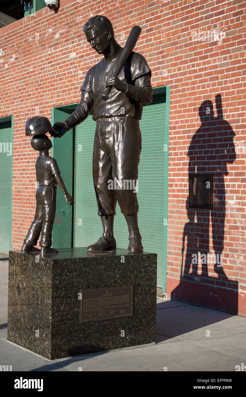 Ted Williams bronze statue outside Boston Red Sox baseball ground