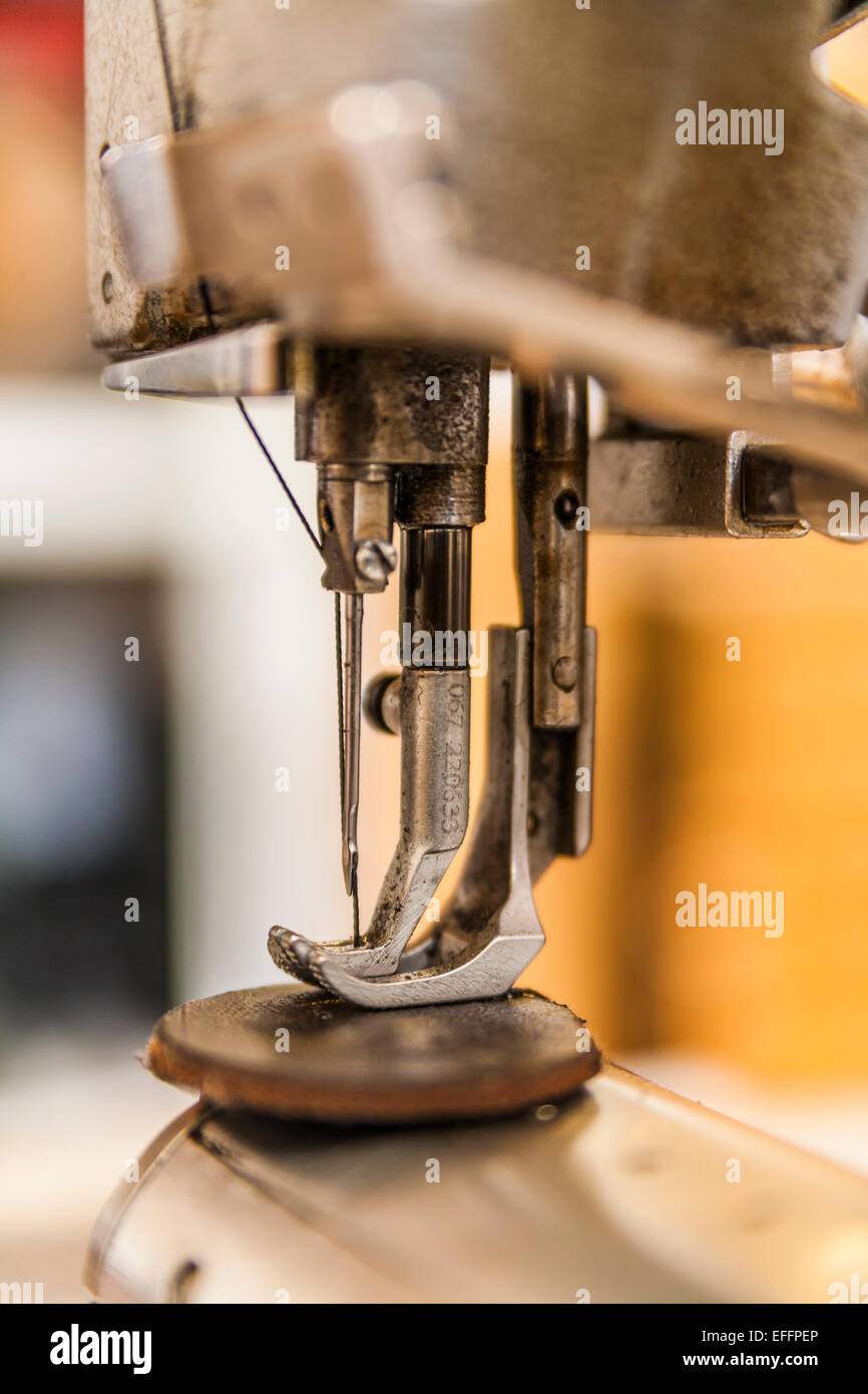 Leather sewing machine, close up Stock Photo Alamy