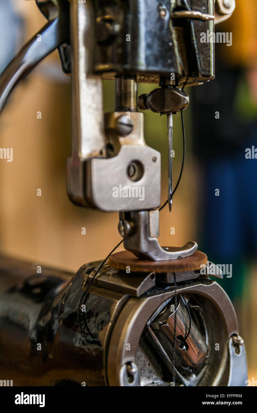 Leather sewing machine, close up Stock Photo - Alamy