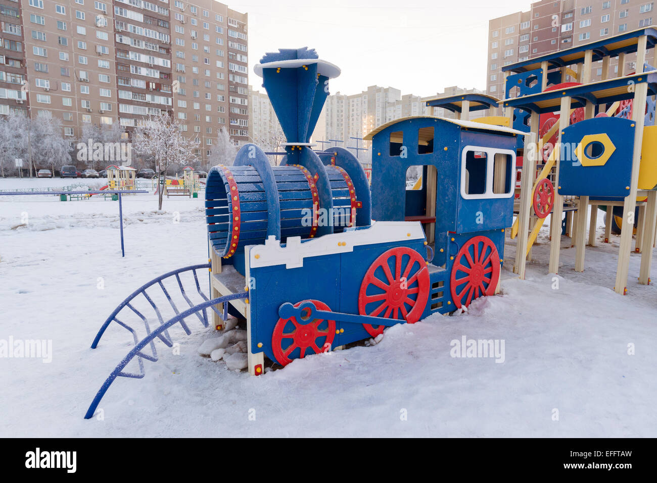 Playground structure outdoors in winter Stock Photo - Alamy