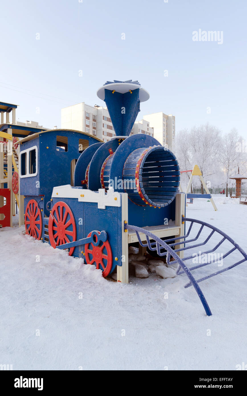 Playground structure outdoors in winter Stock Photo - Alamy