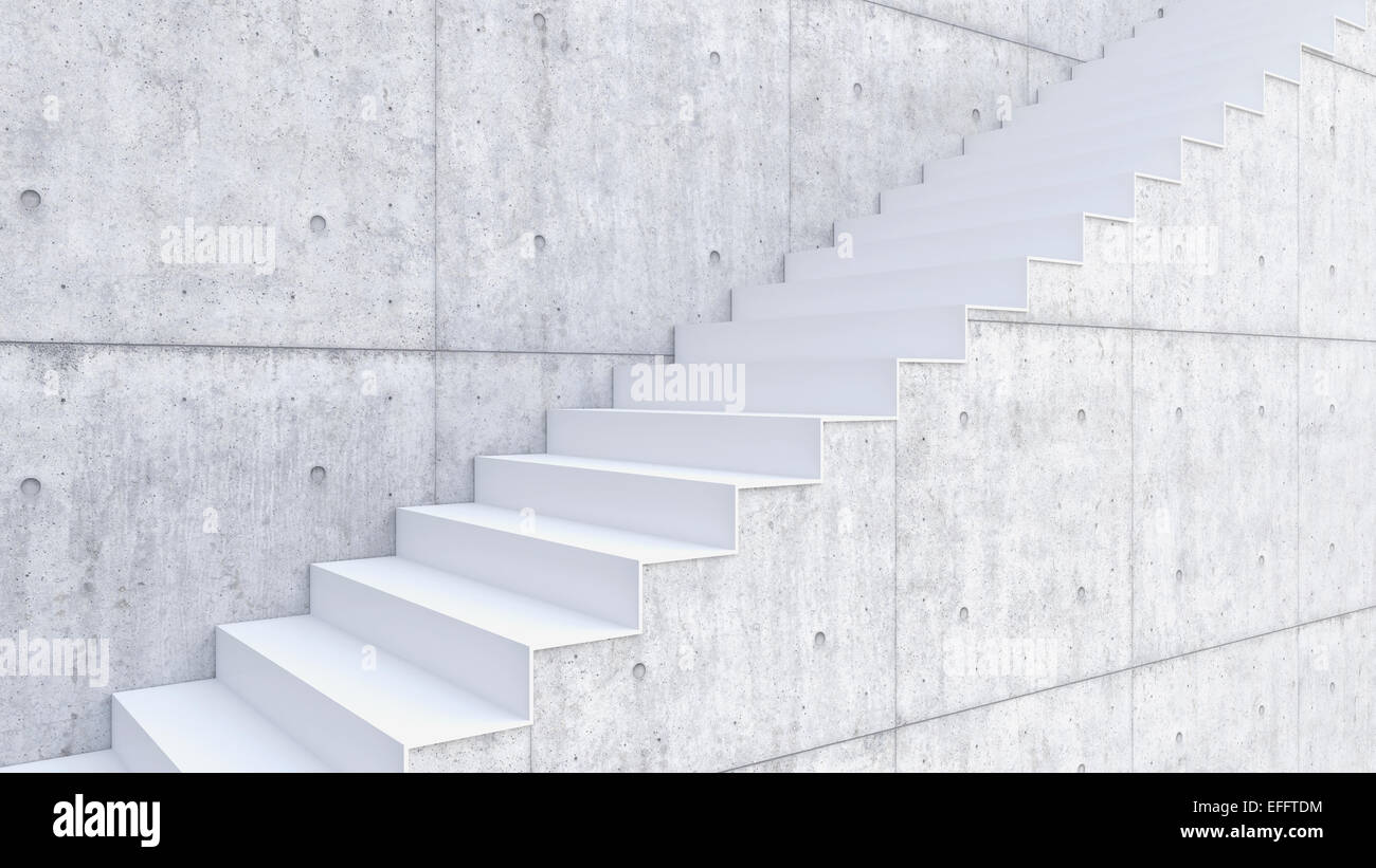 3D rendering of interior concrete wall and stairs Stock Photo - Alamy