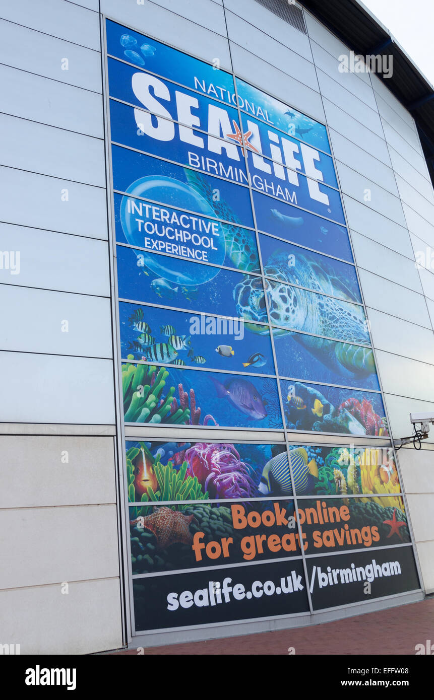 Large sign on the side of The National Sealife Centre in Birminfham Stock Photo
