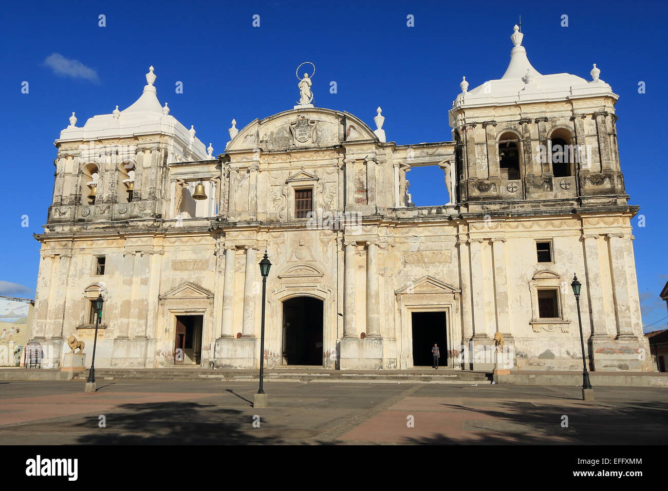 The cathedral in the main square of Leon, Nicaragua. Stock Photo