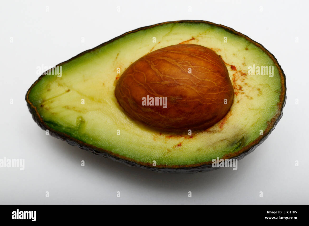 fresh half avocado on white background, horizontal Stock Photo