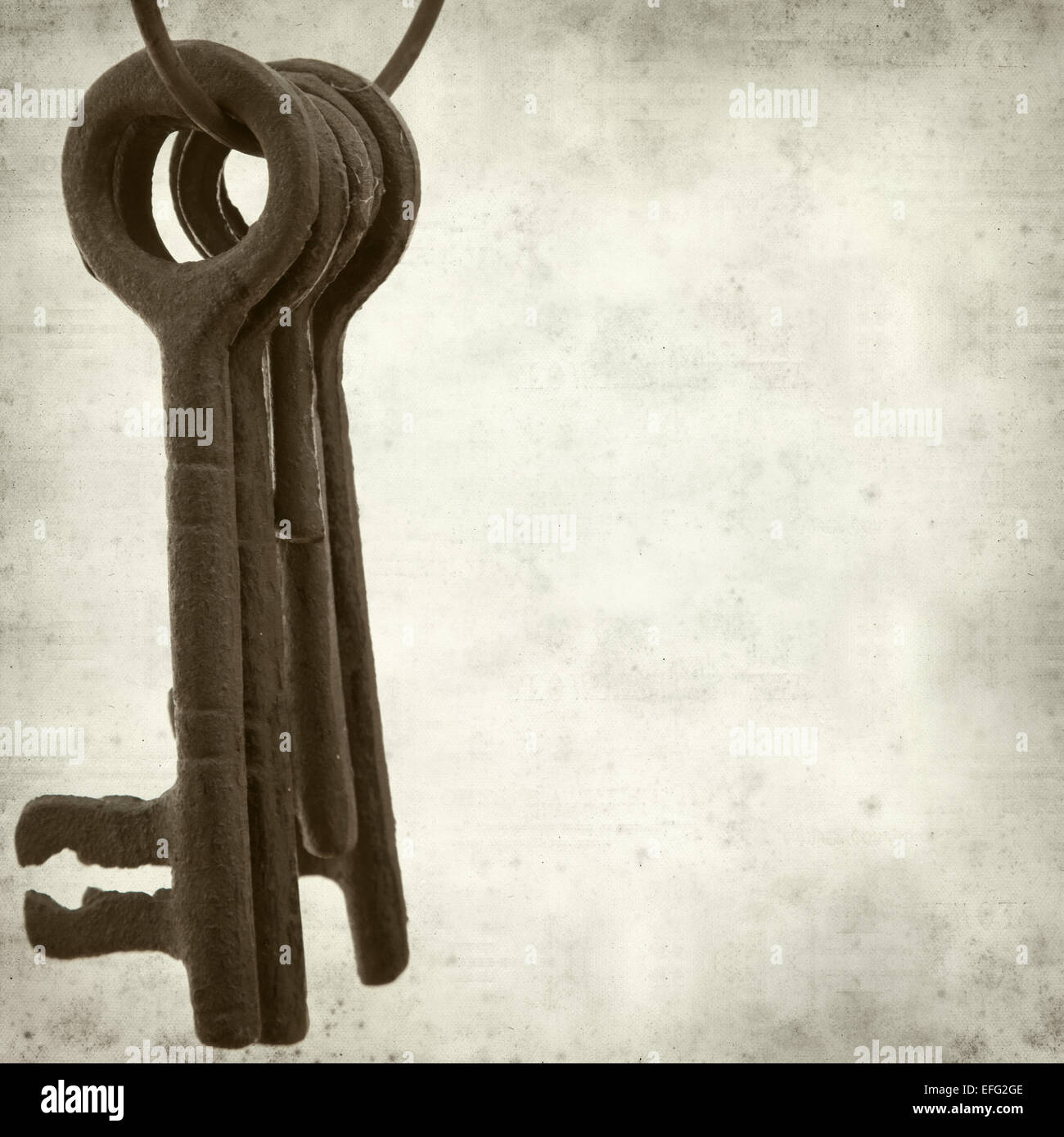 textured old paper background with old keys Stock Photo - Alamy