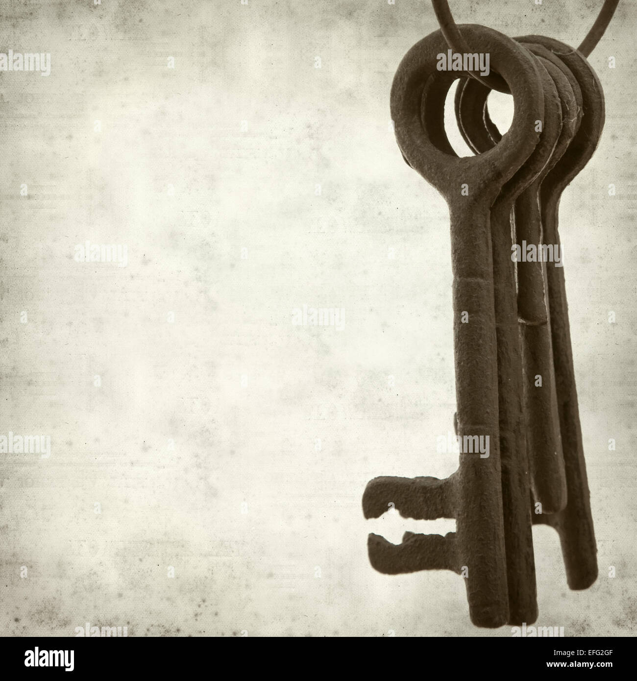 textured old paper background with old keys Stock Photo - Alamy