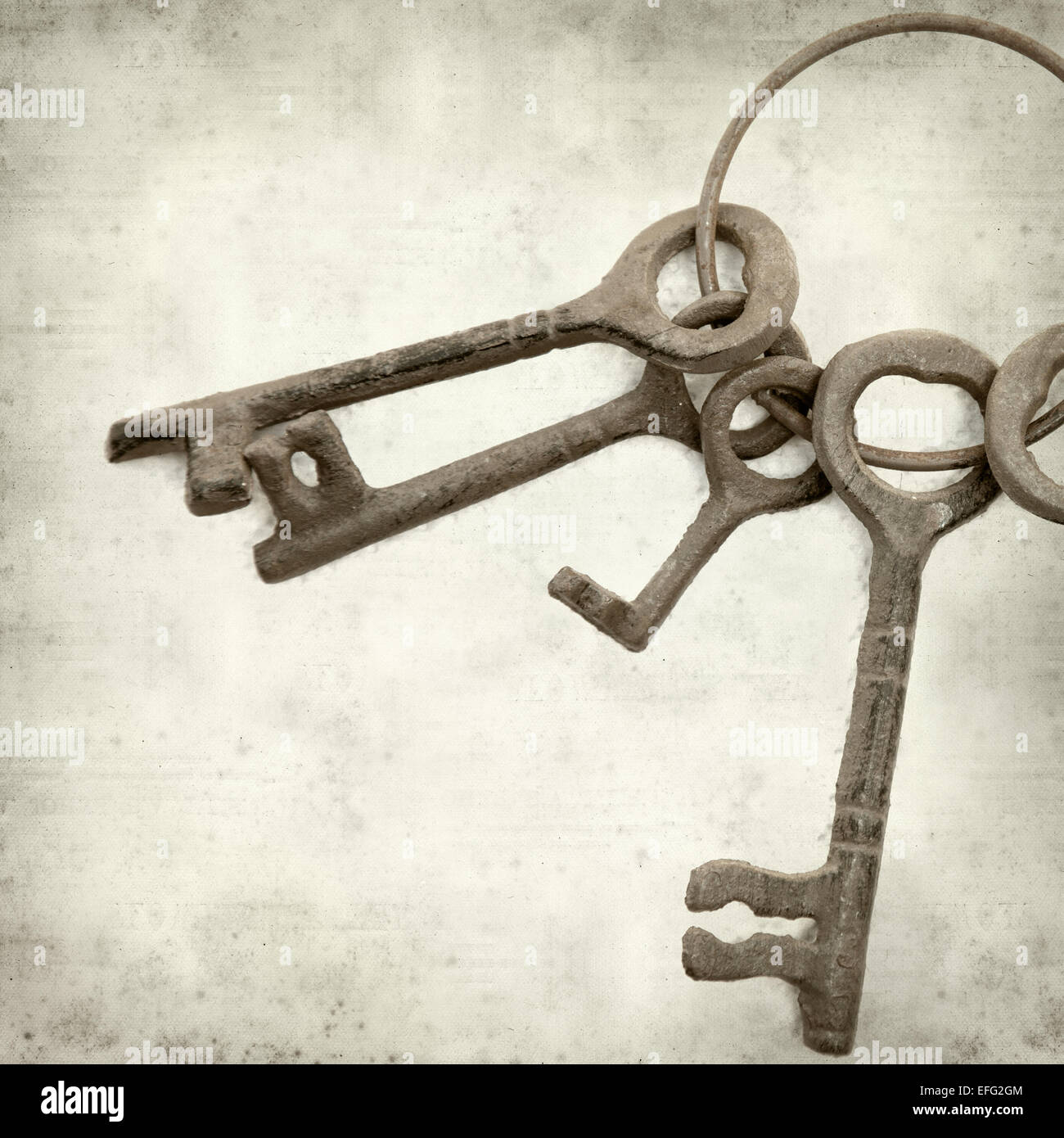 textured old paper background with old keys Stock Photo - Alamy