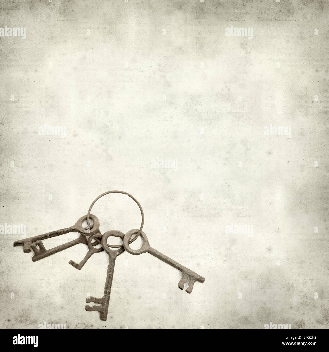 textured old paper background with old keys Stock Photo - Alamy