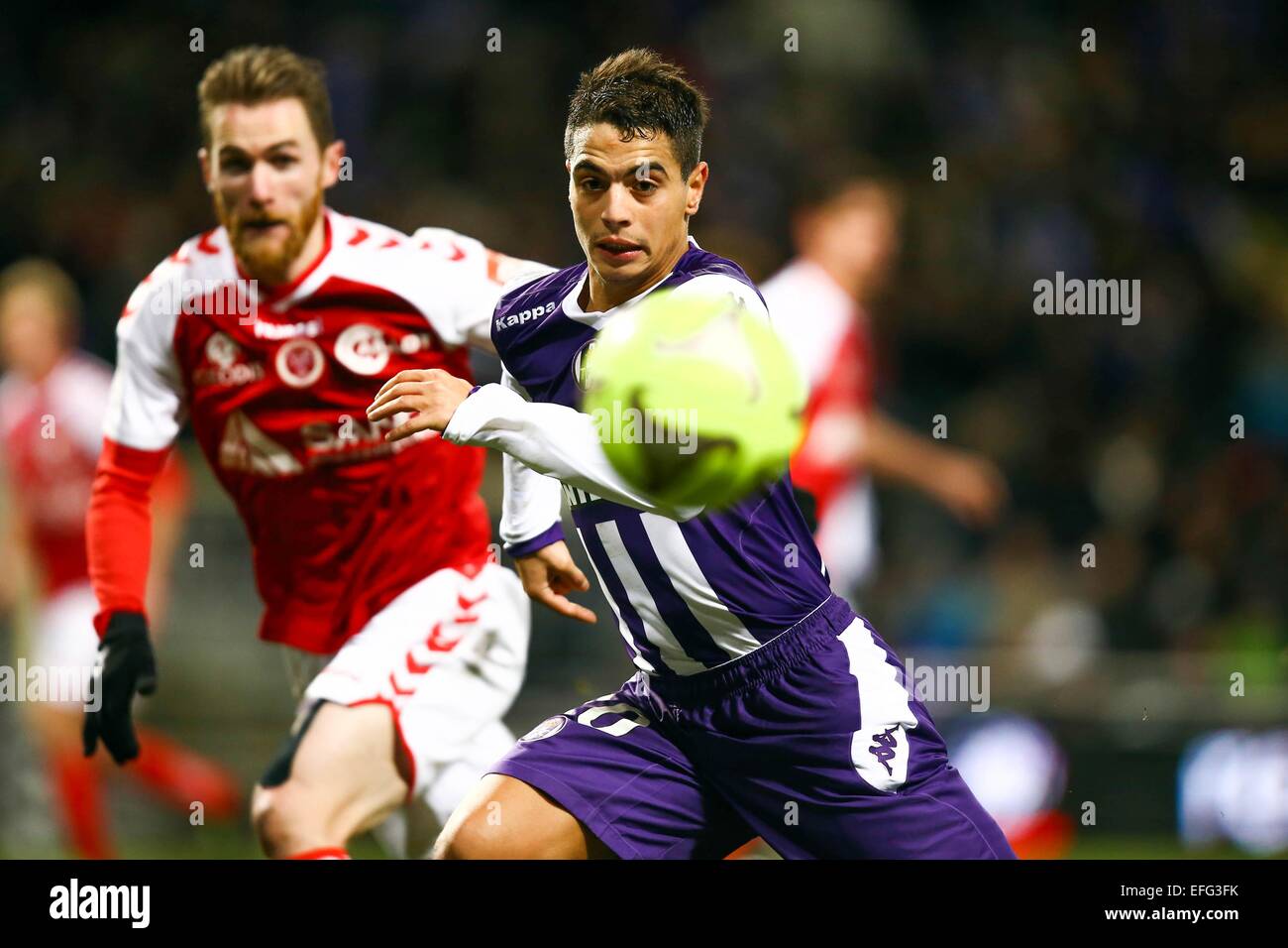 Wissam Ben Yedder / Antoine Devaux - 31.01.2015 - Toulouse / Reims - 23eme journee de Ligue 1 -.Photo : Manuel Blondeau / Icon Sport Stock Photo
