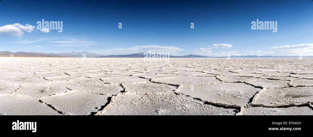 Horizon of salt in Salinas Grandes, Argentina. Stock Photo