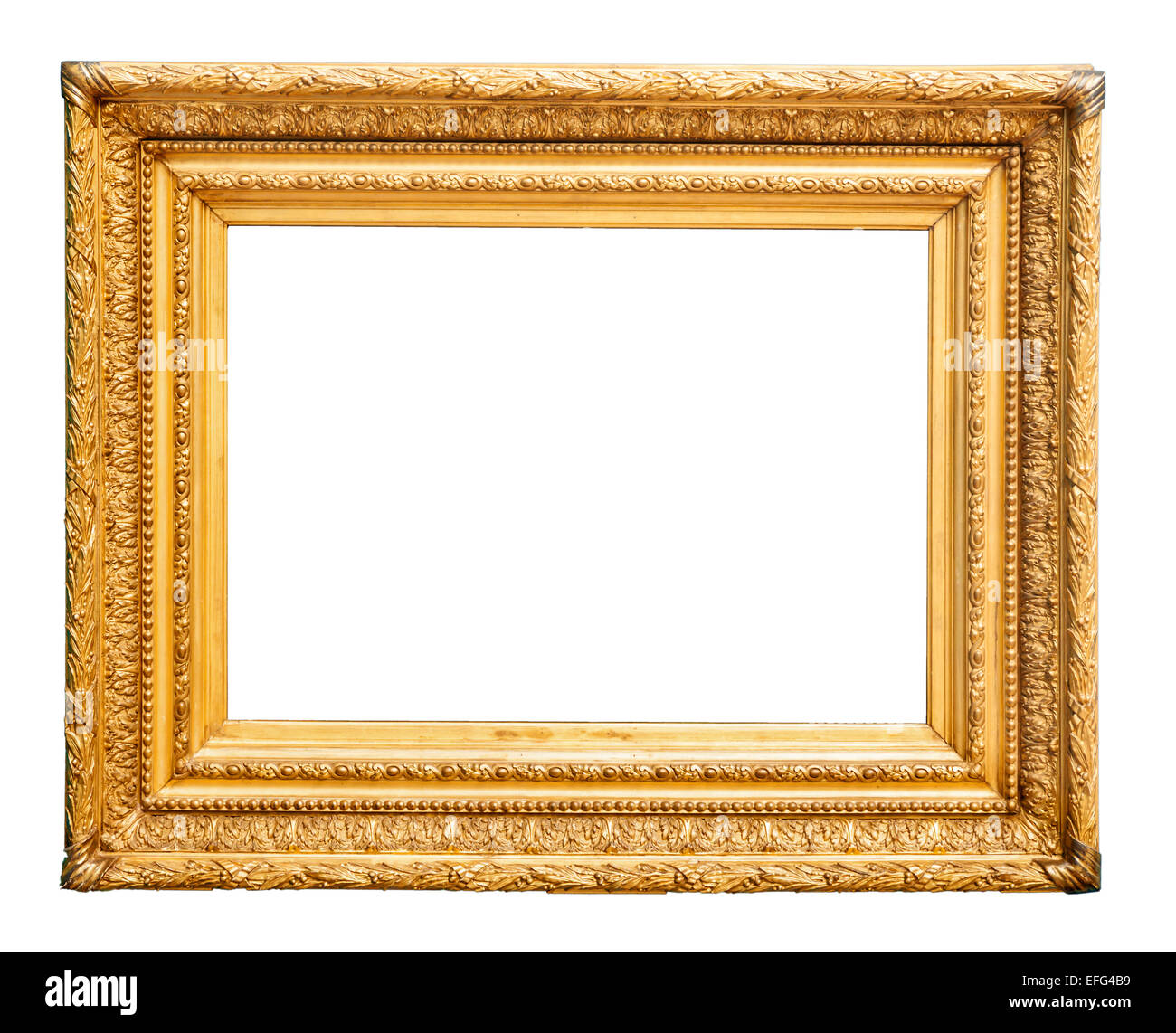Magnificent old, golden, wooden picture frame Stock Photo