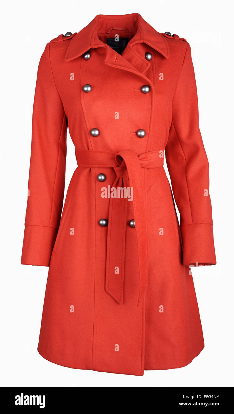 Red womens winter coat Stock Photo
