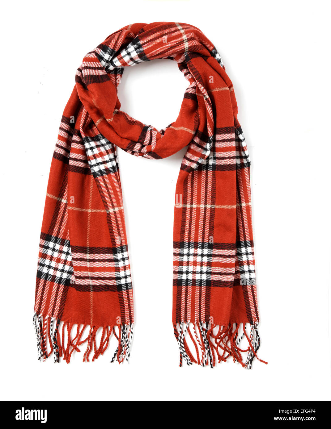 Red Burburry scarf Stock Photo