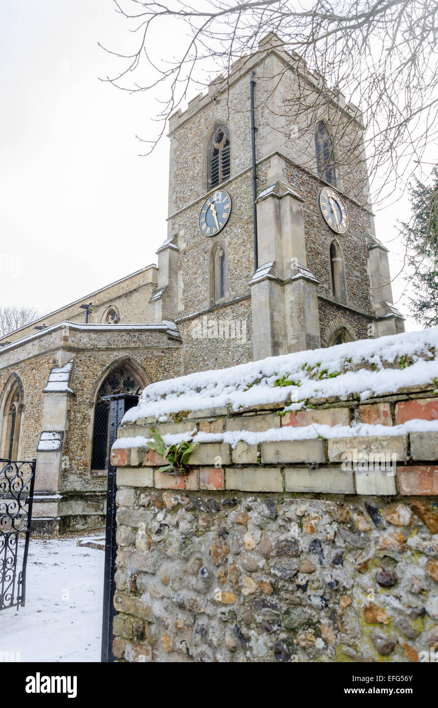 South Cambridgeshire, UK. 3rd February, 2015. UK Weather. Snow in East Anglia Stock Photo