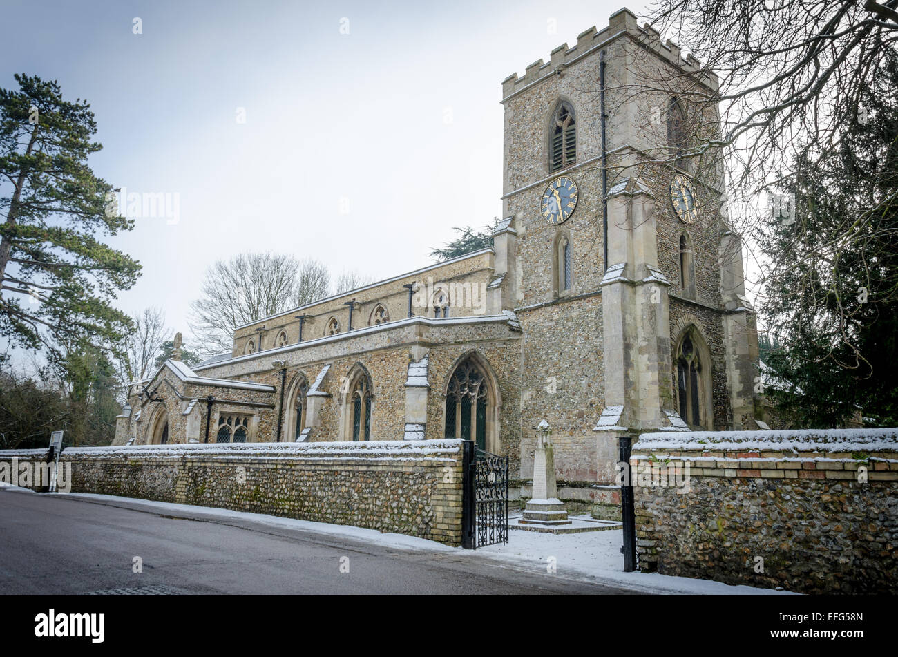 South Cambridgeshire, UK. 3rd February, 2015. UK Weather. Snow in East Anglia Stock Photo