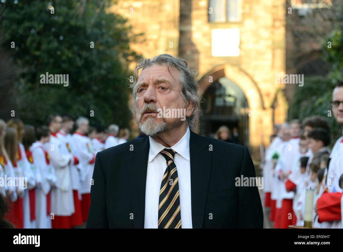 Robert Plant former Led Zeppelin singer at the funeral of Sir Jack Hayward Credit:  David Bagnall Stock Photo