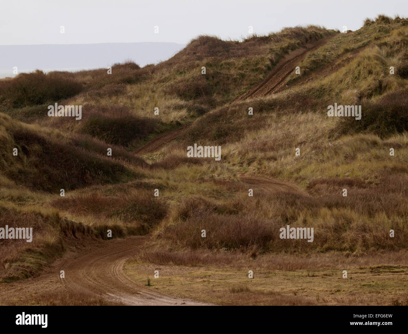 Extreme off road track through sand dunes used by the military for training, Braunton Burrows, Devon, UK Stock Photo