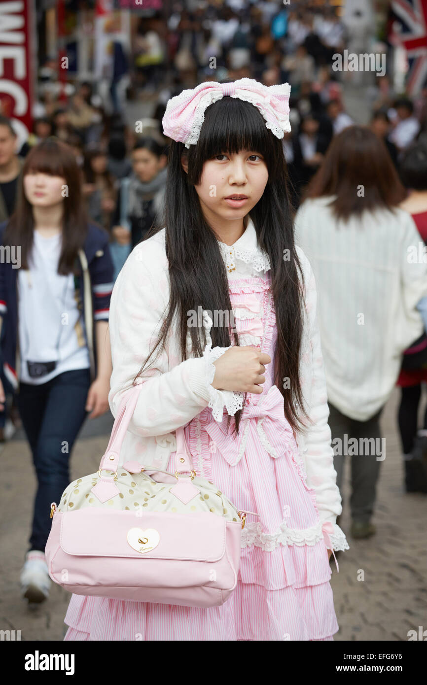 Portrait of Cosplay girl, Takeshita St, Harajuku, Tokyo, Japan Stock Photo