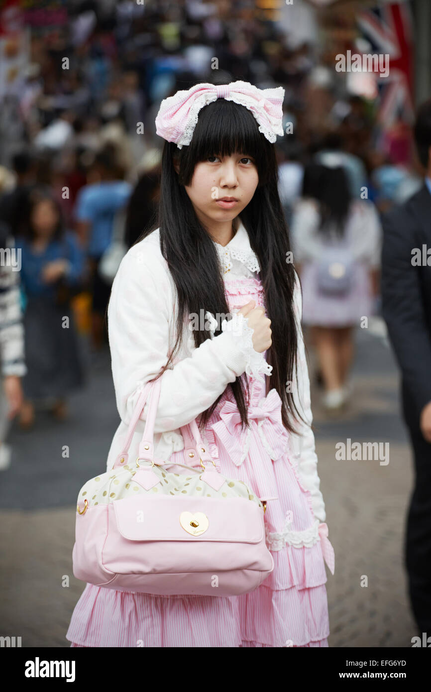 Portrait of Cosplay girl, Takeshita St, Harajuku, Tokyo, Japan Stock Photo