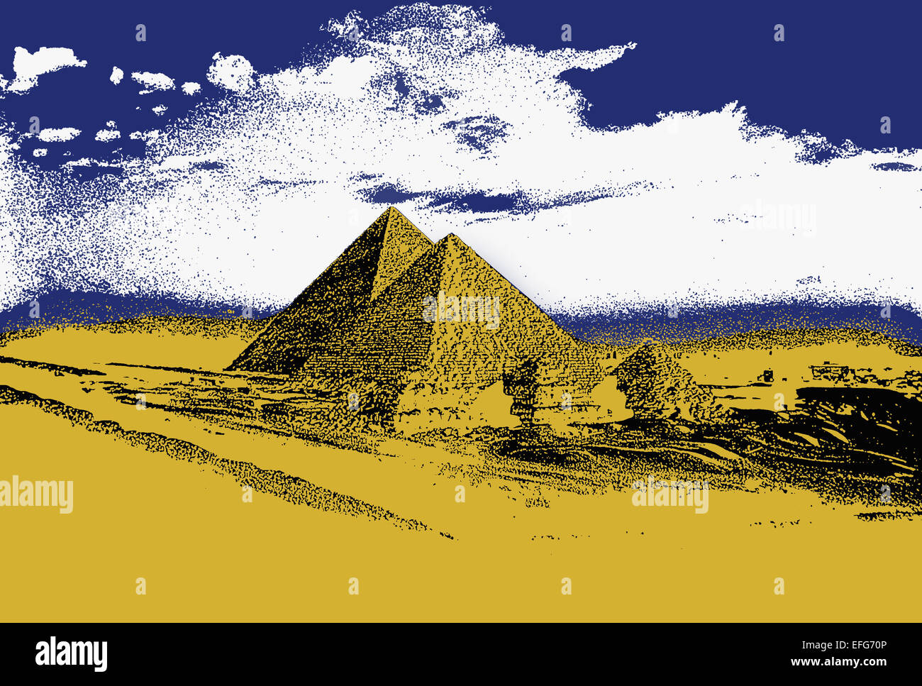 Lithograph style photo of the Pyramids of Giza, Egypt Stock Photo - Alamy
