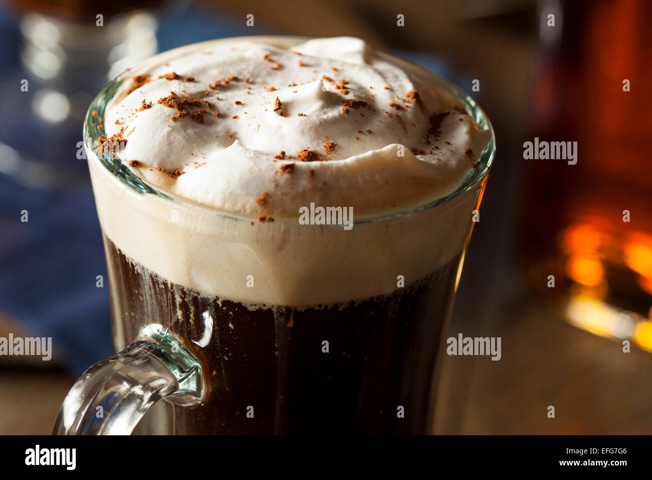 Homemade Irish Coffee with Whiskey and Whipped Cream Stock Photo Alamy