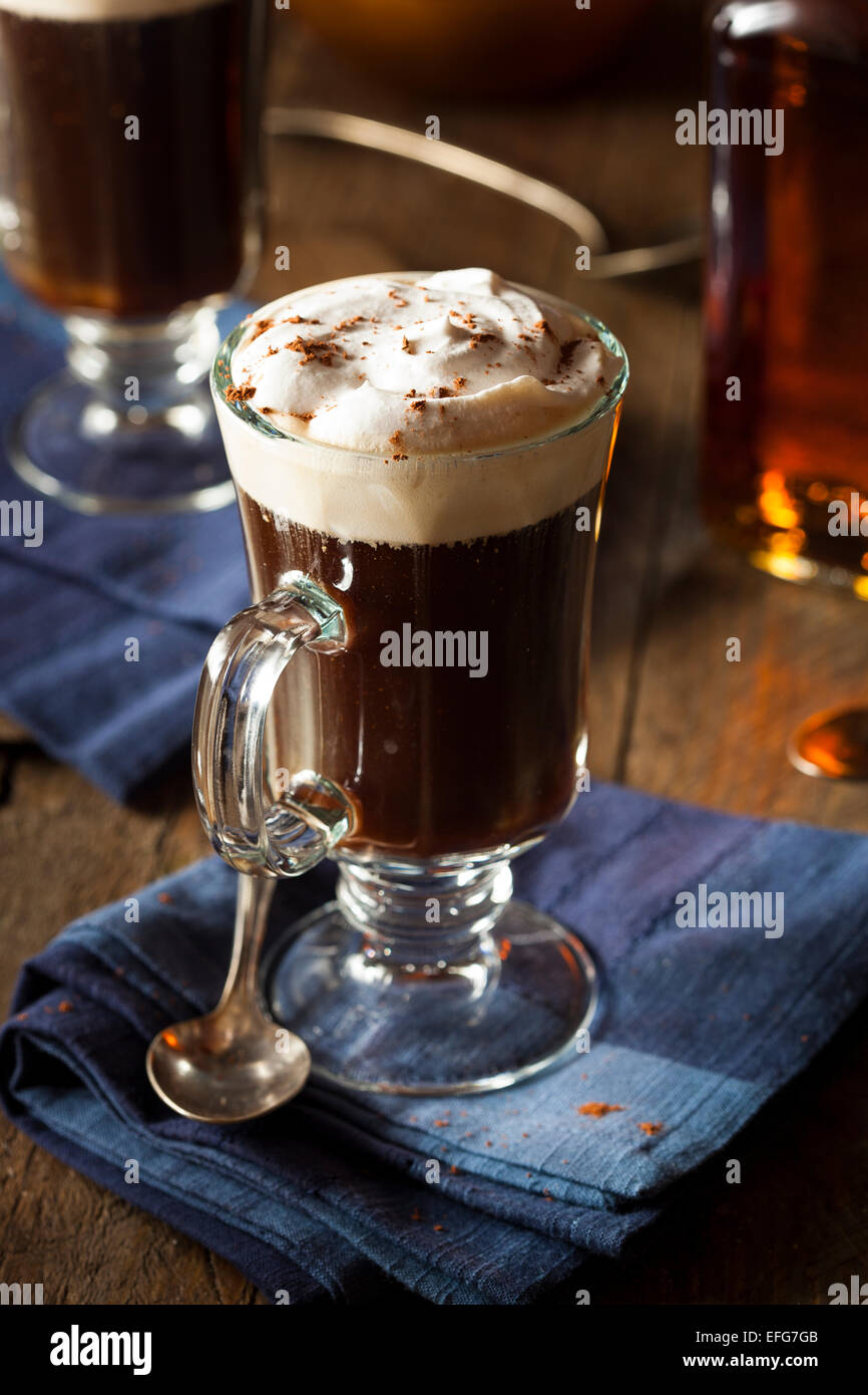 Homemade Irish Coffee with Whiskey and Whipped Cream Stock Photo Alamy