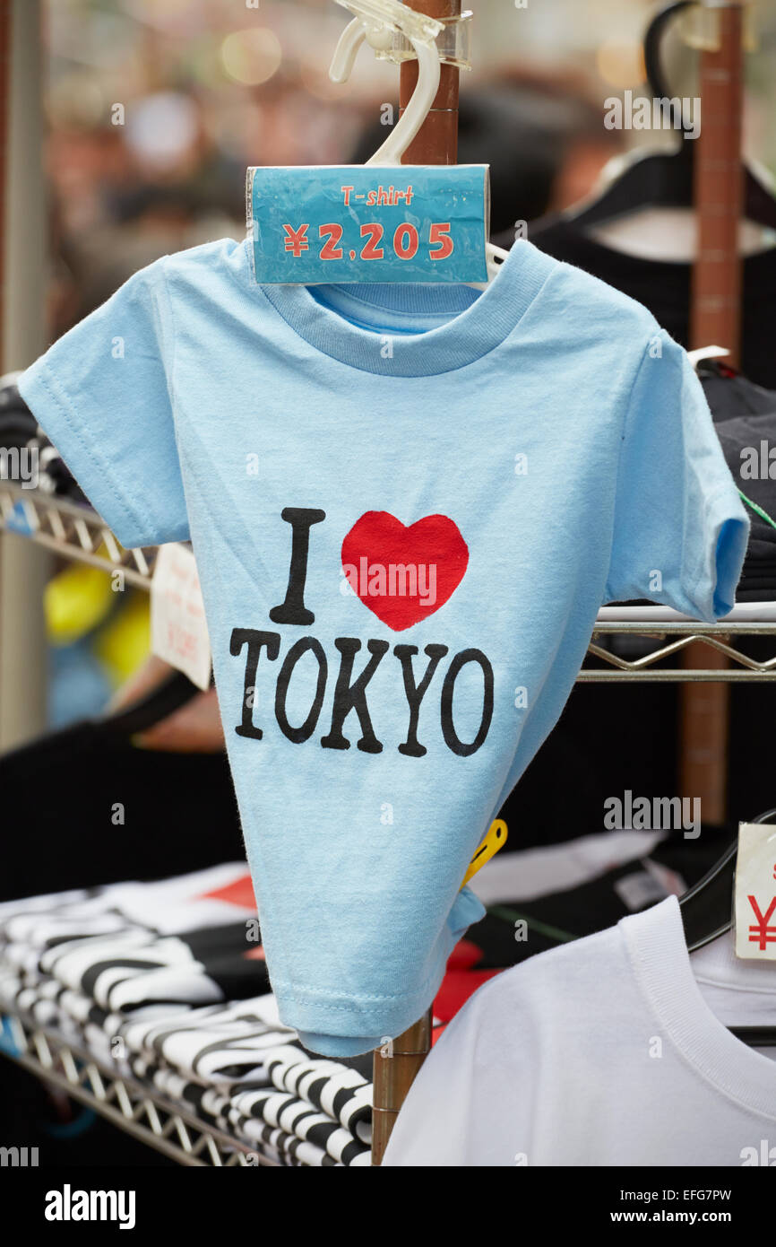 I Love Tokyo t-shirt for sale Takeshita St, Harajuku, Tokyo, Japan Stock Photo