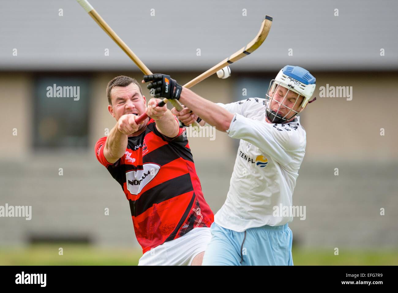 Glenurquhart v Skye in the 2014 Camanachd Cup semi final played at An Aird, Fort William. Stock Photo