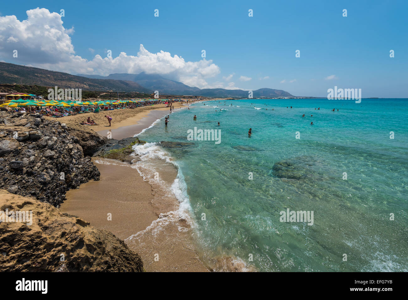 Falassarna beach in Chania Crete island Stock Photo