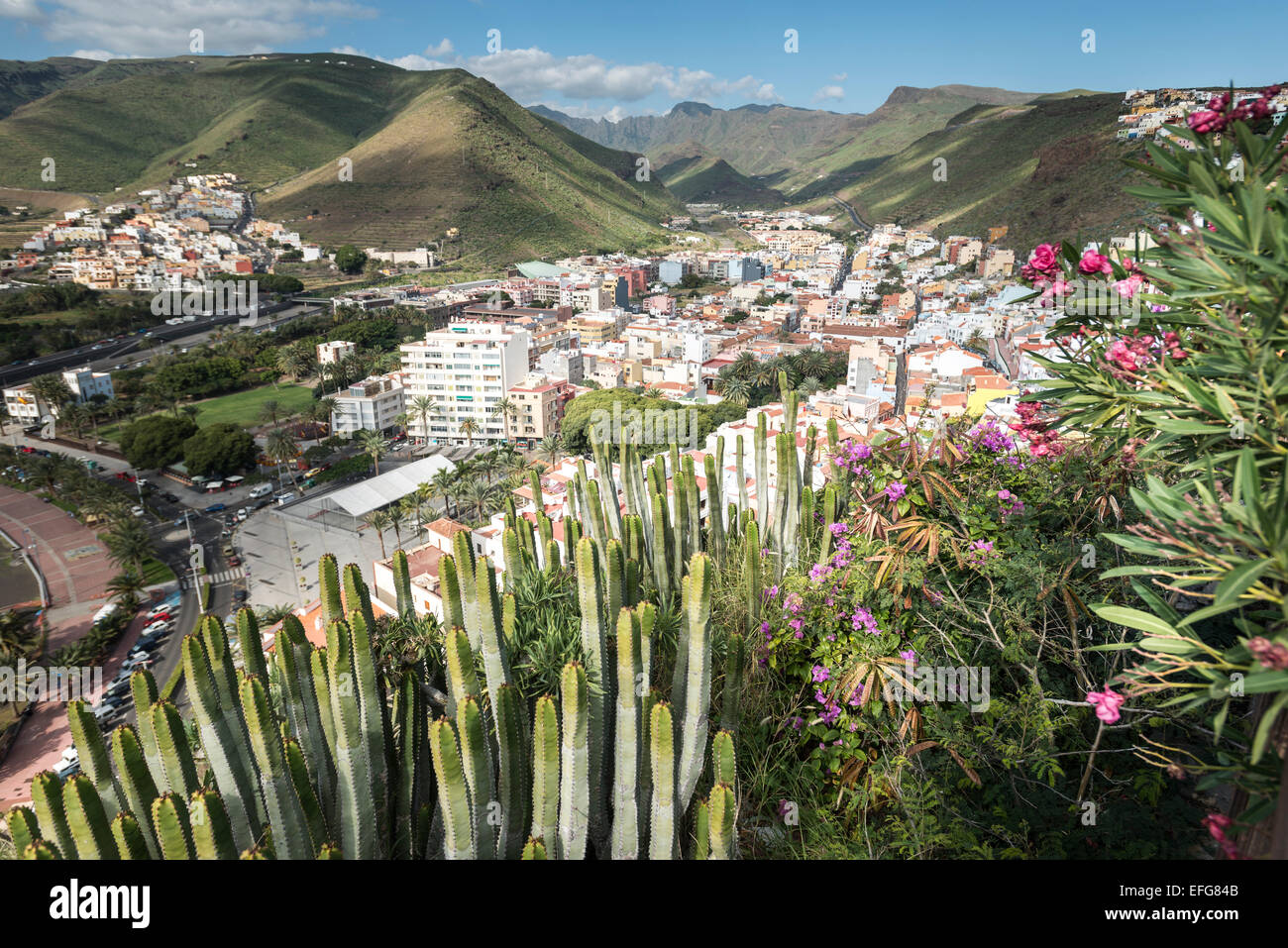 View from the Parador de la Gomera over San Sebastian Stock Photo