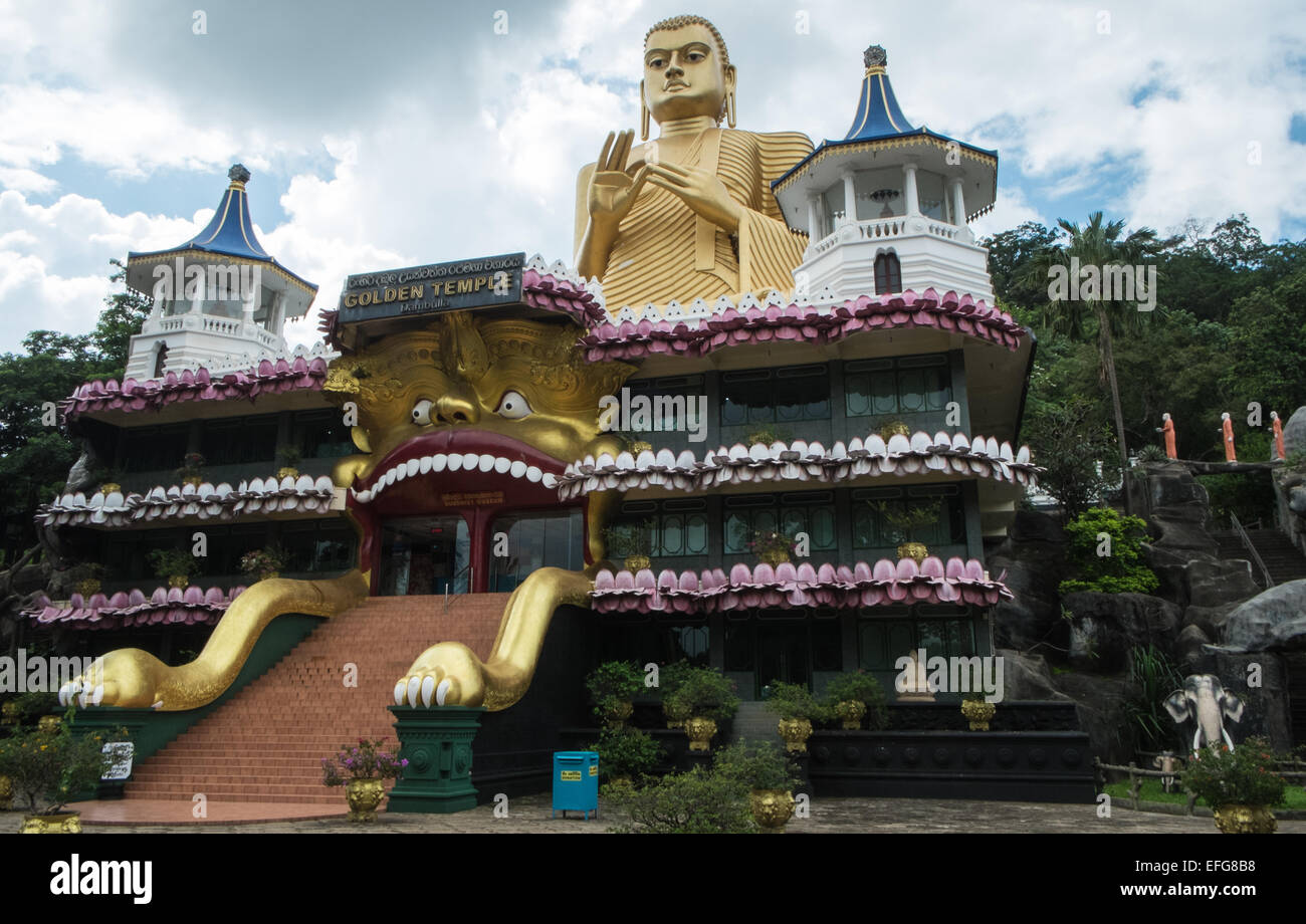 Huge Buddha at Gold Temple,Golden Temple and Golden Temple Buddhist Museum, UNESCO World Heritage Site Dambulla, Sri Lanka, Asia Stock Photo