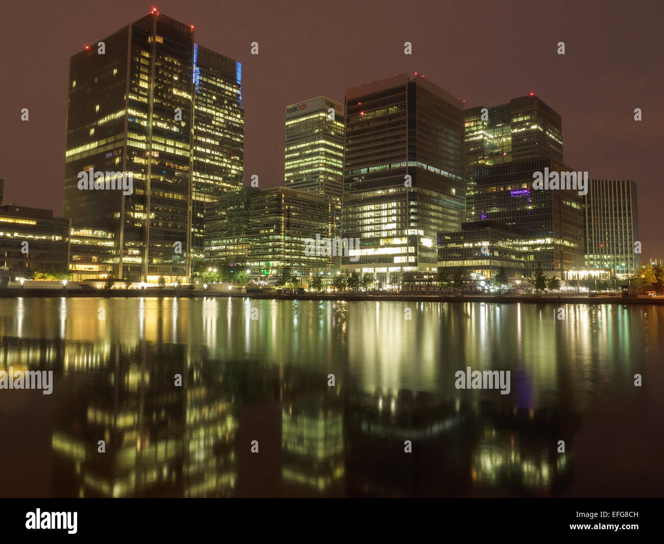 Canary Wharf at Night Stock Photo - Alamy
