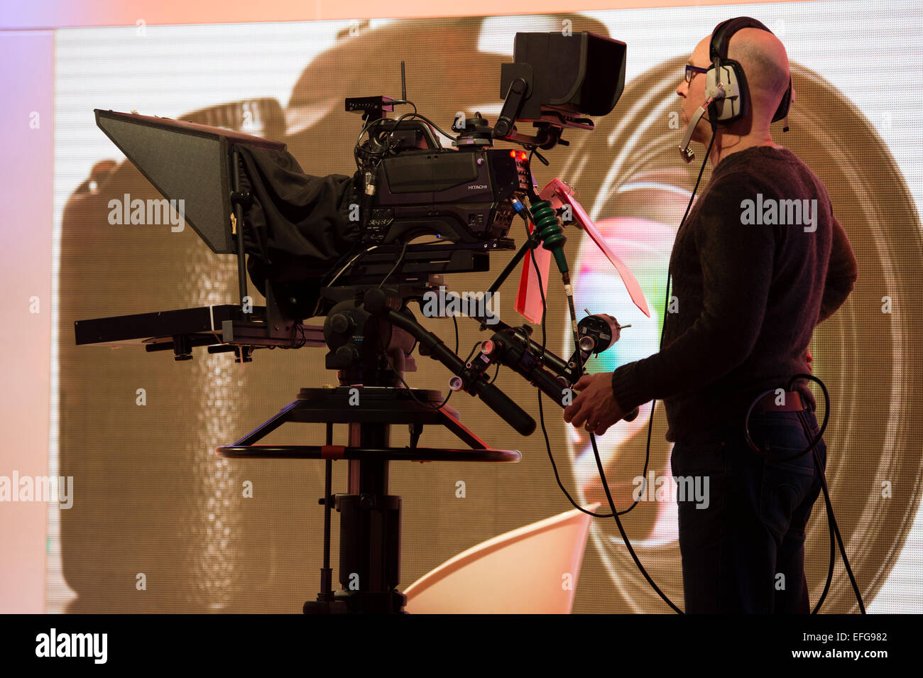 Working In The Broadcast Media: A Cameraman Camera Operator Working An A  Live Afternoon Welsh Language