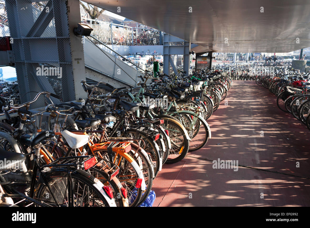 Multistory bicycle parking garage near Central Station, Amsterdam, The