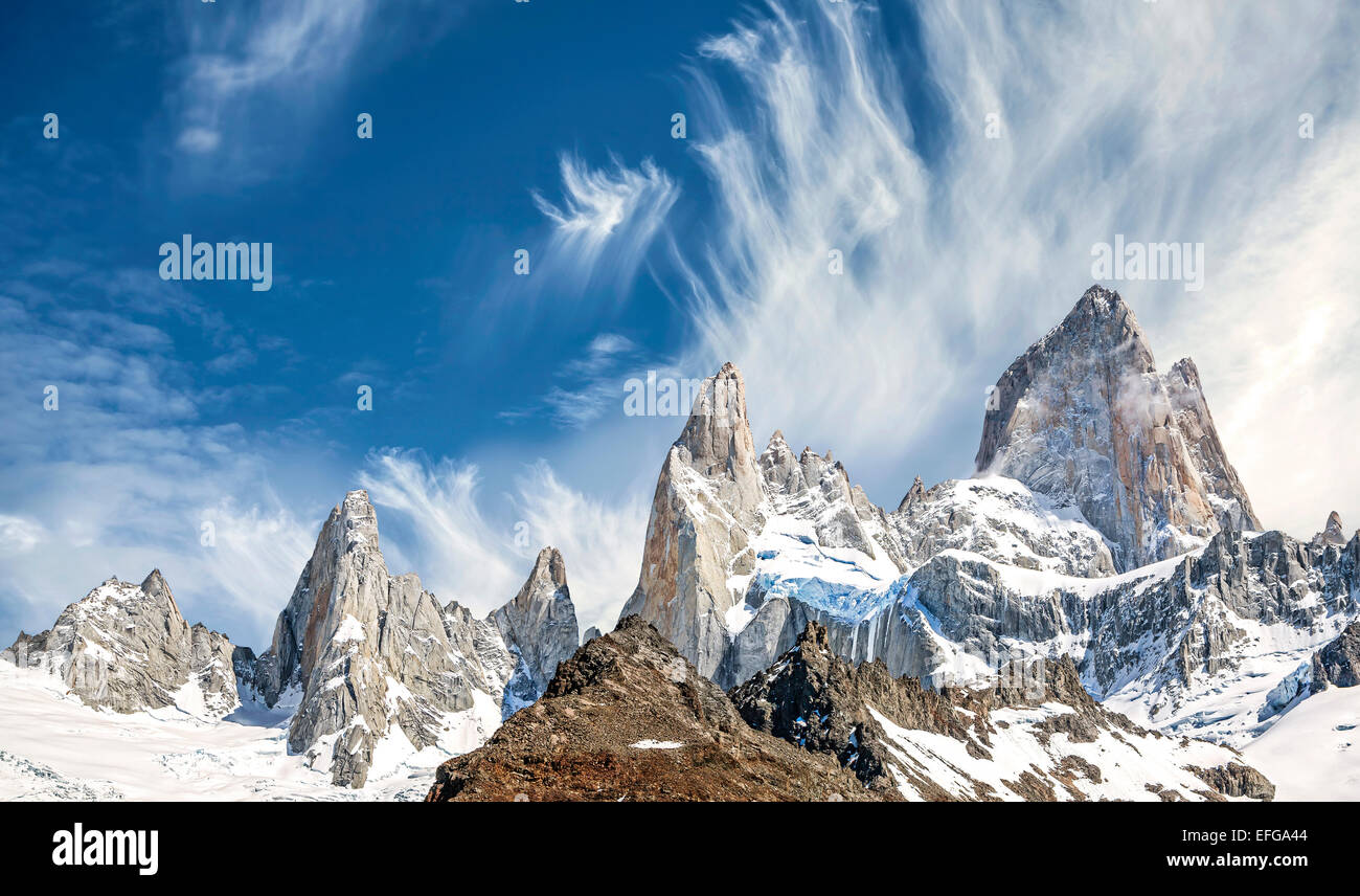 Fitz Roy Mountain Range in Patagonia, Argentina Stock Photo